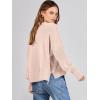 imageANRABESS Womens Oversized Crewneck Cropped Sweaters Long Batwing Sleeve Side Slit Ribbed Knit Pullover Tops 2024 Fall TrendyPink Khaki
