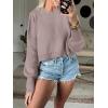 imageANRABESS Womens Oversized Crewneck Cropped Sweaters Long Batwing Sleeve Side Slit Ribbed Knit Pullover Tops 2024 Fall TrendyRed Apricot