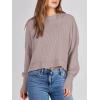 imageANRABESS Womens Oversized Crewneck Cropped Sweaters Long Batwing Sleeve Side Slit Ribbed Knit Pullover Tops 2024 Fall TrendyRed Apricot