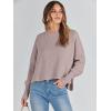 imageANRABESS Womens Oversized Crewneck Cropped Sweaters Long Batwing Sleeve Side Slit Ribbed Knit Pullover Tops 2024 Fall TrendyRed Apricot