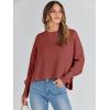 imageANRABESS Womens Oversized Crewneck Cropped Sweaters Long Batwing Sleeve Side Slit Ribbed Knit Pullover Tops 2024 Fall TrendyRust