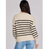 imageANRABESS Womens Oversized Crewneck Cropped Sweaters Long Batwing Sleeve Side Slit Ribbed Knit Pullover Tops 2024 Fall TrendyStripe Apricot Black