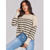 imageANRABESS Womens Oversized Crewneck Cropped Sweaters Long Batwing Sleeve Side Slit Ribbed Knit Pullover Tops 2024 Fall TrendyStripe Apricot Black