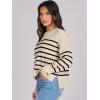 imageANRABESS Womens Oversized Crewneck Cropped Sweaters Long Batwing Sleeve Side Slit Ribbed Knit Pullover Tops 2024 Fall TrendyStripe Apricot Black