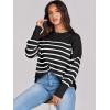 imageANRABESS Womens Oversized Crewneck Cropped Sweaters Long Batwing Sleeve Side Slit Ribbed Knit Pullover Tops 2024 Fall TrendyStripe Black White