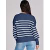 imageANRABESS Womens Oversized Crewneck Cropped Sweaters Long Batwing Sleeve Side Slit Ribbed Knit Pullover Tops 2024 Fall TrendyStripe Blue White