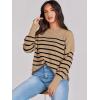 imageANRABESS Womens Oversized Crewneck Cropped Sweaters Long Batwing Sleeve Side Slit Ribbed Knit Pullover Tops 2024 Fall TrendyStripe Brown Black