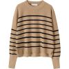 imageANRABESS Womens Oversized Crewneck Cropped Sweaters Long Batwing Sleeve Side Slit Ribbed Knit Pullover Tops 2024 Fall TrendyStripe Brown Black