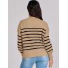 imageANRABESS Womens Oversized Crewneck Cropped Sweaters Long Batwing Sleeve Side Slit Ribbed Knit Pullover Tops 2024 Fall TrendyStripe Brown Black