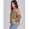 imageANRABESS Womens Oversized Crewneck Cropped Sweaters Long Batwing Sleeve Side Slit Ribbed Knit Pullover Tops 2024 Fall TrendyStripe Brown Black