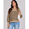 imageANRABESS Womens Oversized Crewneck Cropped Sweaters Long Batwing Sleeve Side Slit Ribbed Knit Pullover Tops 2024 Fall TrendyStripe Brown Black