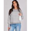 imageANRABESS Womens Oversized Crewneck Cropped Sweaters Long Batwing Sleeve Side Slit Ribbed Knit Pullover Tops 2024 Fall TrendyStripe Grey White