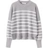 imageANRABESS Womens Oversized Crewneck Cropped Sweaters Long Batwing Sleeve Side Slit Ribbed Knit Pullover Tops 2024 Fall TrendyStripe Grey White