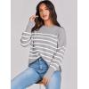imageANRABESS Womens Oversized Crewneck Cropped Sweaters Long Batwing Sleeve Side Slit Ribbed Knit Pullover Tops 2024 Fall TrendyStripe Grey White