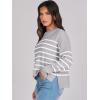 imageANRABESS Womens Oversized Crewneck Cropped Sweaters Long Batwing Sleeve Side Slit Ribbed Knit Pullover Tops 2024 Fall TrendyStripe Grey White