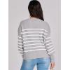 imageANRABESS Womens Oversized Crewneck Cropped Sweaters Long Batwing Sleeve Side Slit Ribbed Knit Pullover Tops 2024 Fall TrendyStripe Grey White