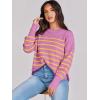 imageANRABESS Womens Oversized Crewneck Cropped Sweaters Long Batwing Sleeve Side Slit Ribbed Knit Pullover Tops 2024 Fall TrendyStripe Purple Yellow