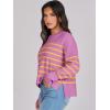 imageANRABESS Womens Oversized Crewneck Cropped Sweaters Long Batwing Sleeve Side Slit Ribbed Knit Pullover Tops 2024 Fall TrendyStripe Purple Yellow