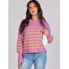 imageANRABESS Womens Oversized Crewneck Cropped Sweaters Long Batwing Sleeve Side Slit Ribbed Knit Pullover Tops 2024 Fall TrendyStripe Purple Yellow