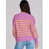 imageANRABESS Womens Oversized Crewneck Cropped Sweaters Long Batwing Sleeve Side Slit Ribbed Knit Pullover Tops 2024 Fall TrendyStripe Purple Yellow