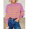 imageANRABESS Womens Oversized Crewneck Cropped Sweaters Long Batwing Sleeve Side Slit Ribbed Knit Pullover Tops 2024 Fall TrendyStripe Purple Yellow