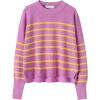 imageANRABESS Womens Oversized Crewneck Cropped Sweaters Long Batwing Sleeve Side Slit Ribbed Knit Pullover Tops 2024 Fall TrendyStripe Purple Yellow