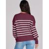 imageANRABESS Womens Oversized Crewneck Cropped Sweaters Long Batwing Sleeve Side Slit Ribbed Knit Pullover Tops 2024 Fall TrendyStripe Wine White