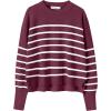 imageANRABESS Womens Oversized Crewneck Cropped Sweaters Long Batwing Sleeve Side Slit Ribbed Knit Pullover Tops 2024 Fall TrendyStripe Wine White