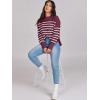 imageANRABESS Womens Oversized Crewneck Cropped Sweaters Long Batwing Sleeve Side Slit Ribbed Knit Pullover Tops 2024 Fall TrendyStripe Wine White