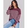 imageANRABESS Womens Oversized Crewneck Cropped Sweaters Long Batwing Sleeve Side Slit Ribbed Knit Pullover Tops 2024 Fall TrendyStripe Wine White