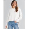 imageANRABESS Womens Oversized Crewneck Cropped Sweaters Long Batwing Sleeve Side Slit Ribbed Knit Pullover Tops 2024 Fall TrendyWhite