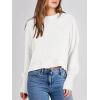 imageANRABESS Womens Oversized Crewneck Cropped Sweaters Long Batwing Sleeve Side Slit Ribbed Knit Pullover Tops 2024 Fall TrendyWhite