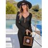 imageANRABESS Womens Swimsuit Swim Crochet Cover Up 2025 Summer Knit Bathing Suit Sexy Swimwears Vacation Bodycon Beach DressBlack