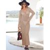 imageANRABESS Womens Swimsuit Swim Crochet Cover Up 2025 Summer Knit Bathing Suit Sexy Swimwears Vacation Bodycon Beach DressKhaki