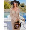 imageANRABESS Womens Swimsuit Swim Crochet Cover Up 2025 Summer Knit Bathing Suit Sexy Swimwears Vacation Bodycon Beach DressKhaki