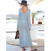imageANRABESS Womens Swimsuit Swim Crochet Cover Up 2025 Summer Knit Bathing Suit Sexy Swimwears Vacation Bodycon Beach DressLight Blue