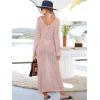 imageANRABESS Womens Swimsuit Swim Crochet Cover Up 2025 Summer Knit Bathing Suit Sexy Swimwears Vacation Bodycon Beach DressLight Pink