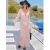 imageANRABESS Womens Swimsuit Swim Crochet Cover Up 2025 Summer Knit Bathing Suit Sexy Swimwears Vacation Bodycon Beach DressLight Pink