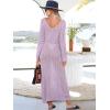 imageANRABESS Womens Swimsuit Swim Crochet Cover Up 2025 Summer Knit Bathing Suit Sexy Swimwears Vacation Bodycon Beach DressLight Purple
