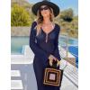 imageANRABESS Womens Swimsuit Swim Crochet Cover Up 2025 Summer Knit Bathing Suit Sexy Swimwears Vacation Bodycon Beach DressNavy Blue