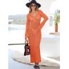 imageANRABESS Womens Swimsuit Swim Crochet Cover Up 2025 Summer Knit Bathing Suit Sexy Swimwears Vacation Bodycon Beach DressOrange