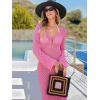 imageANRABESS Womens Swimsuit Swim Crochet Cover Up 2025 Summer Knit Bathing Suit Sexy Swimwears Vacation Bodycon Beach DressRose