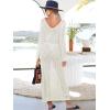 imageANRABESS Womens Swimsuit Swim Crochet Cover Up 2025 Summer Knit Bathing Suit Sexy Swimwears Vacation Bodycon Beach DressWhite