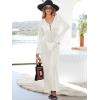 imageANRABESS Womens Swimsuit Swim Crochet Cover Up 2025 Summer Knit Bathing Suit Sexy Swimwears Vacation Bodycon Beach DressWhite