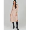 imageANRABESS Womens Wrap Midi Sweater Dresses Long Sleeve V Neck Bodycon High Waist Ribbed Knit Pleated ALine Dress 2024 TrendyAlmond