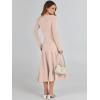 imageANRABESS Womens Wrap Midi Sweater Dresses Long Sleeve V Neck Bodycon High Waist Ribbed Knit Pleated ALine Dress 2024 TrendyAlmond