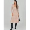 imageANRABESS Womens Wrap Midi Sweater Dresses Long Sleeve V Neck Bodycon High Waist Ribbed Knit Pleated ALine Dress 2024 TrendyAlmond