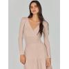 imageANRABESS Womens Wrap Midi Sweater Dresses Long Sleeve V Neck Bodycon High Waist Ribbed Knit Pleated ALine Dress 2024 TrendyAlmond