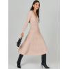 imageANRABESS Womens Wrap Midi Sweater Dresses Long Sleeve V Neck Bodycon High Waist Ribbed Knit Pleated ALine Dress 2024 TrendyAlmond