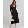 imageANRABESS Womens Wrap Midi Sweater Dresses Long Sleeve V Neck Bodycon High Waist Ribbed Knit Pleated ALine Dress 2024 TrendyBlack